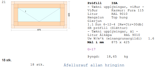 Álklæddur timburgluggi m/opnanlegu fagi frá Byko - Umframefni 2