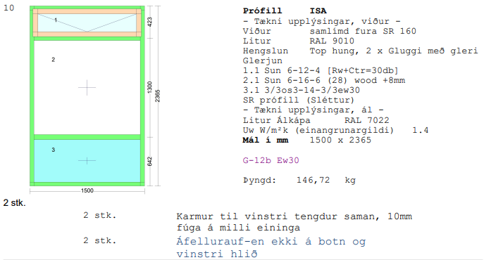 Álklæddur timburgluggi m/opnanlegu fagi frá Byko - Umframefni 3